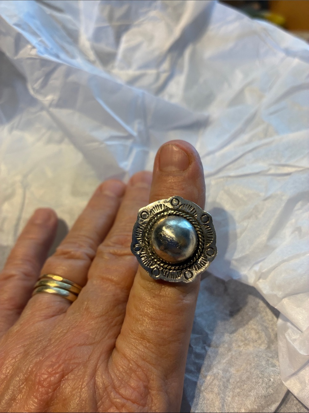Mexican Taxco-style Sterling Ring. Size 6.5 13 Grams